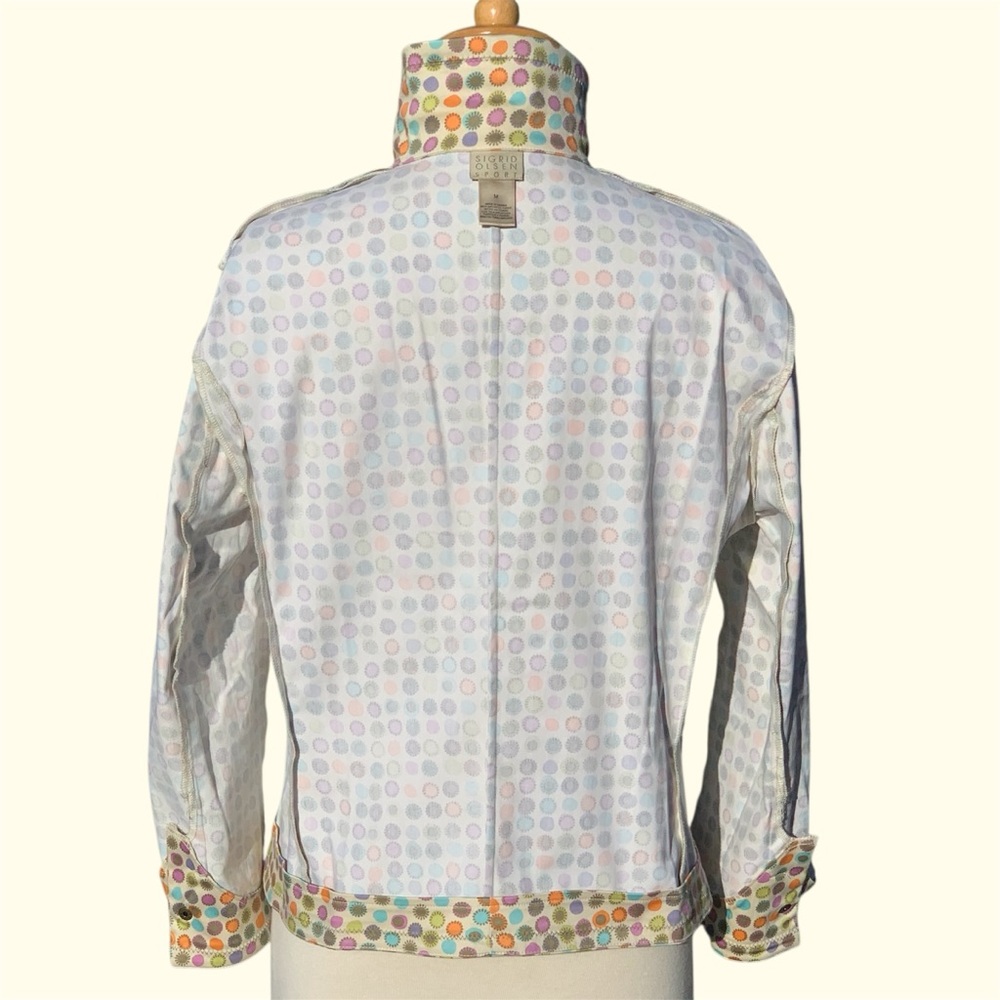 Sigrid Olsen Sport Multi-Colored Polka Dot Button Front Retro Jacket ~ Medium - Picture 9 of 13